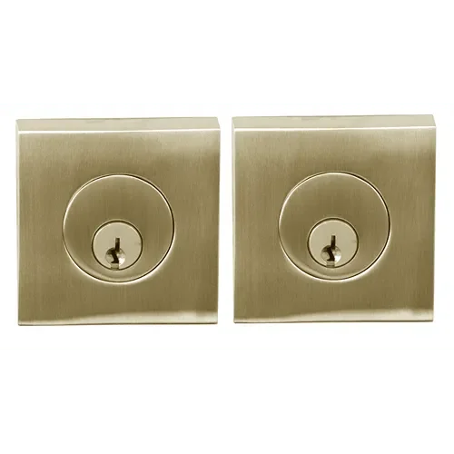 Linnea DB63S Modern Keyed Entry Double Cylinder Deadbolt and Square Rose in Satin Brass finish