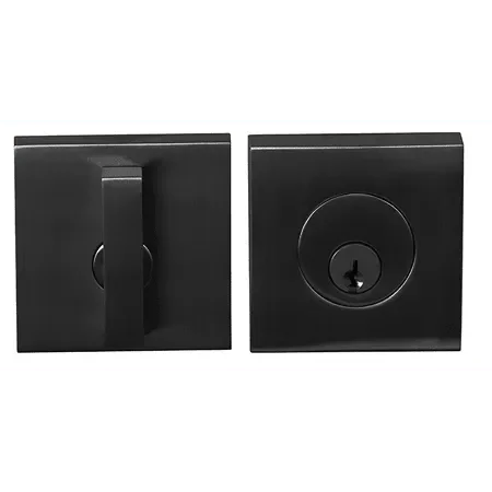 Linnea DB63S Modern Keyed Entry Single Cylinder Deadbolt with Thumbturn and Square Rose in Satin Black finish