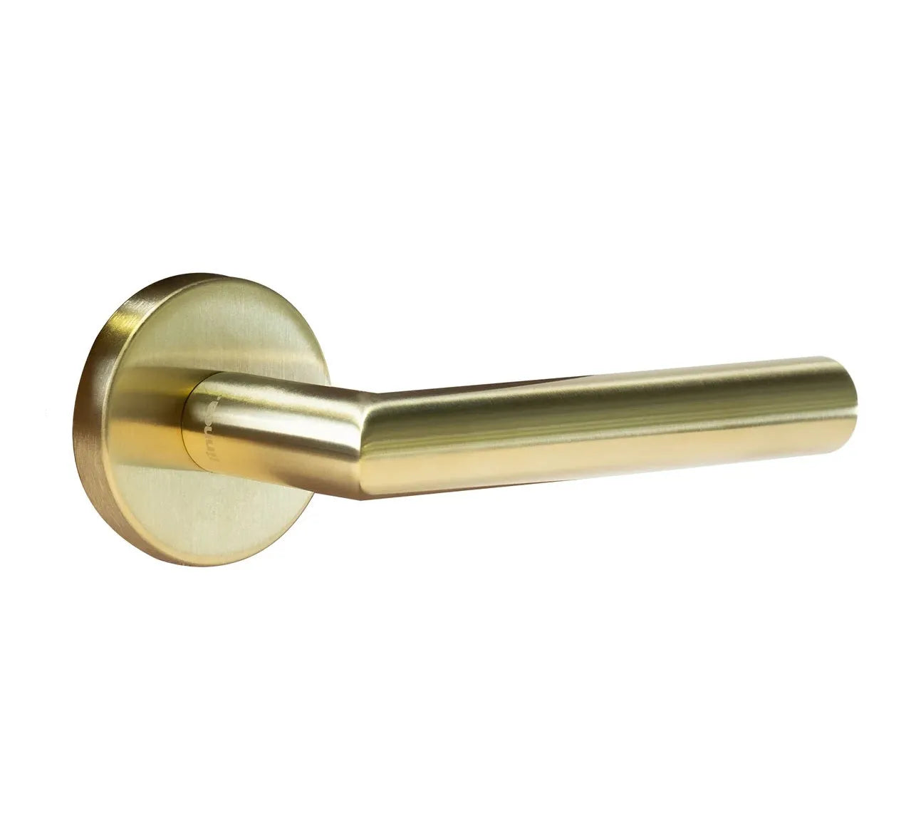 Linnea L02 Lever with Round Rosette in Satin Brass finish