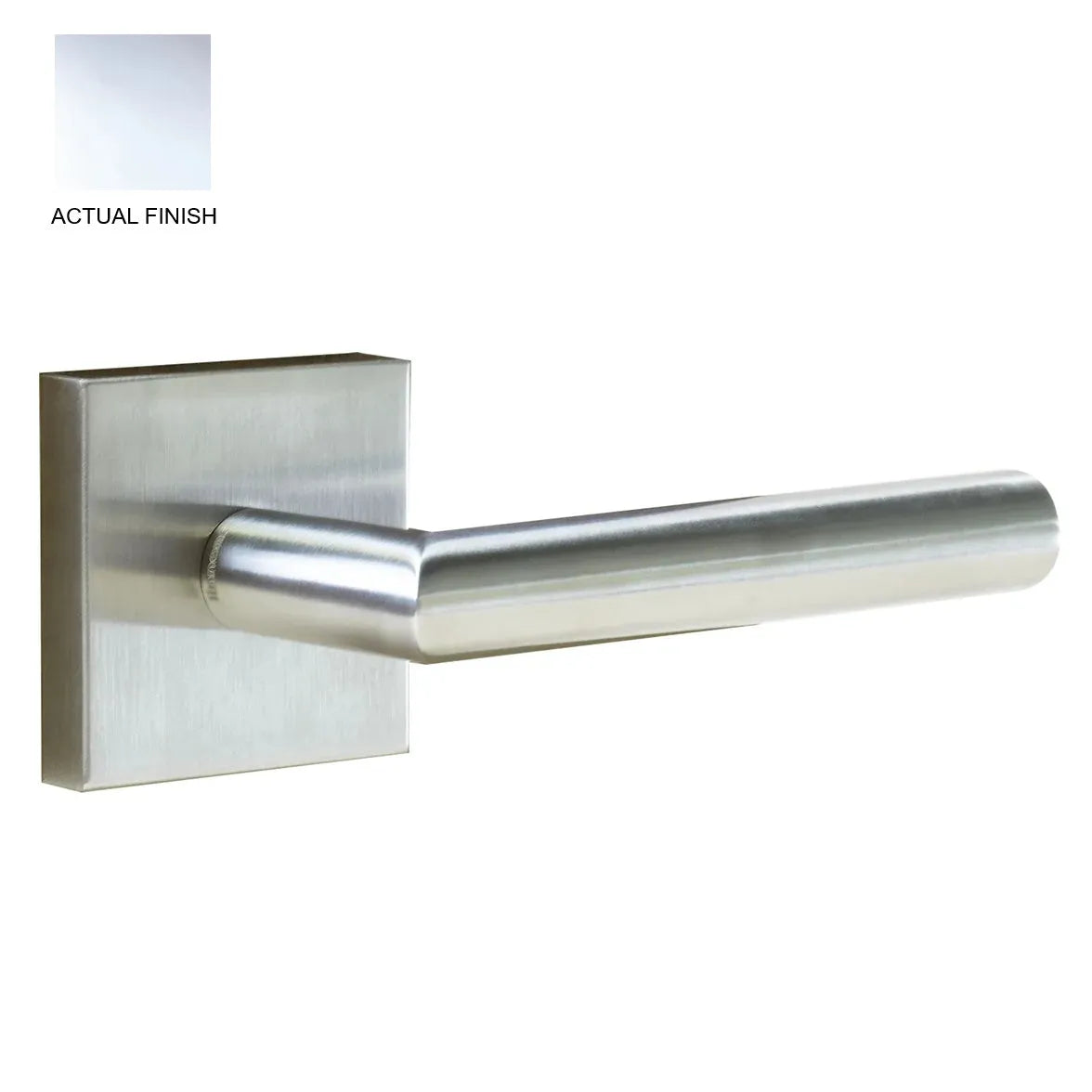 Linnea L02 Lever with Square Rosette in Polished Stainless Steel finish