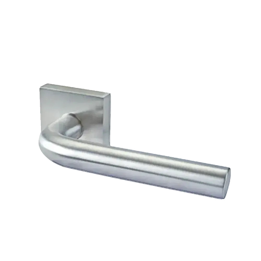 Linnea L03 Lever with Square Rosette in Satin Stainless Steel finish