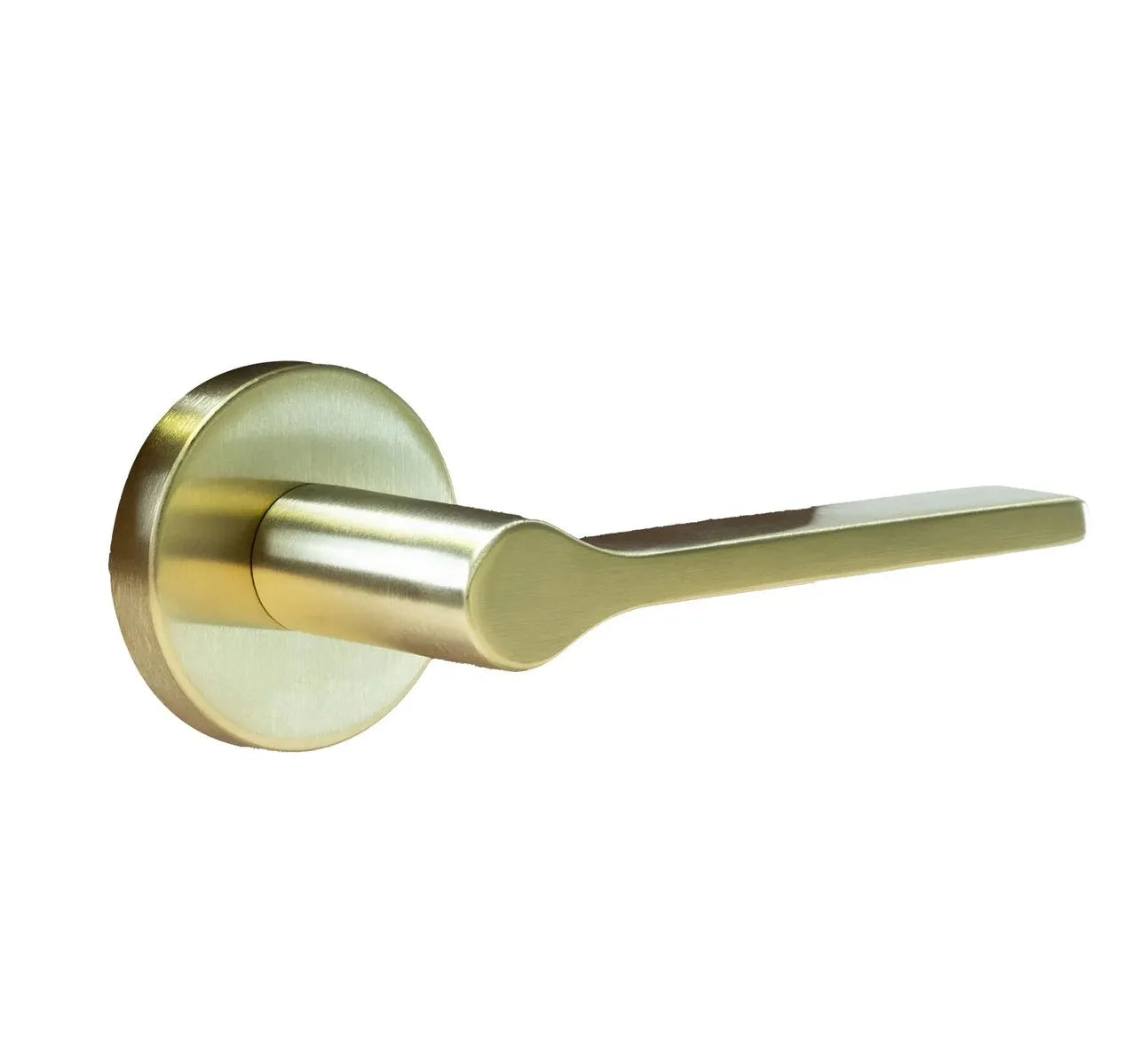 Linnea L07 Lever with Round Rosette in Satin Brass finish