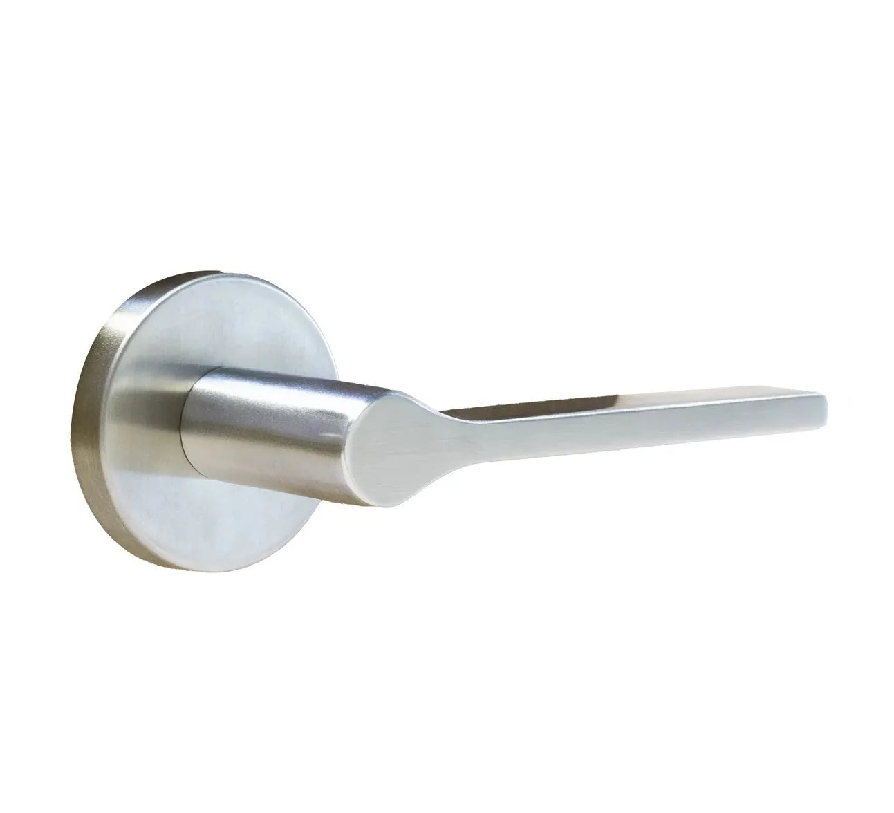 Linnea L07 Lever with Round Rosette in Satin Stainless Steel finish