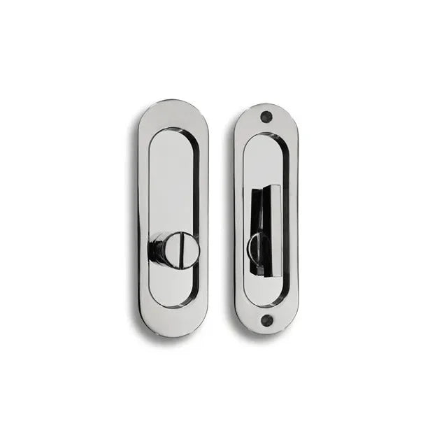 Linnea PL160R Round ADA Compliant Privacy Pocket Door Lock Set Polished Stainless Steel