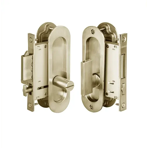 Linnea PL160R Round ADA Compliant Privacy Pocket Door Lock Set Satin Brass
