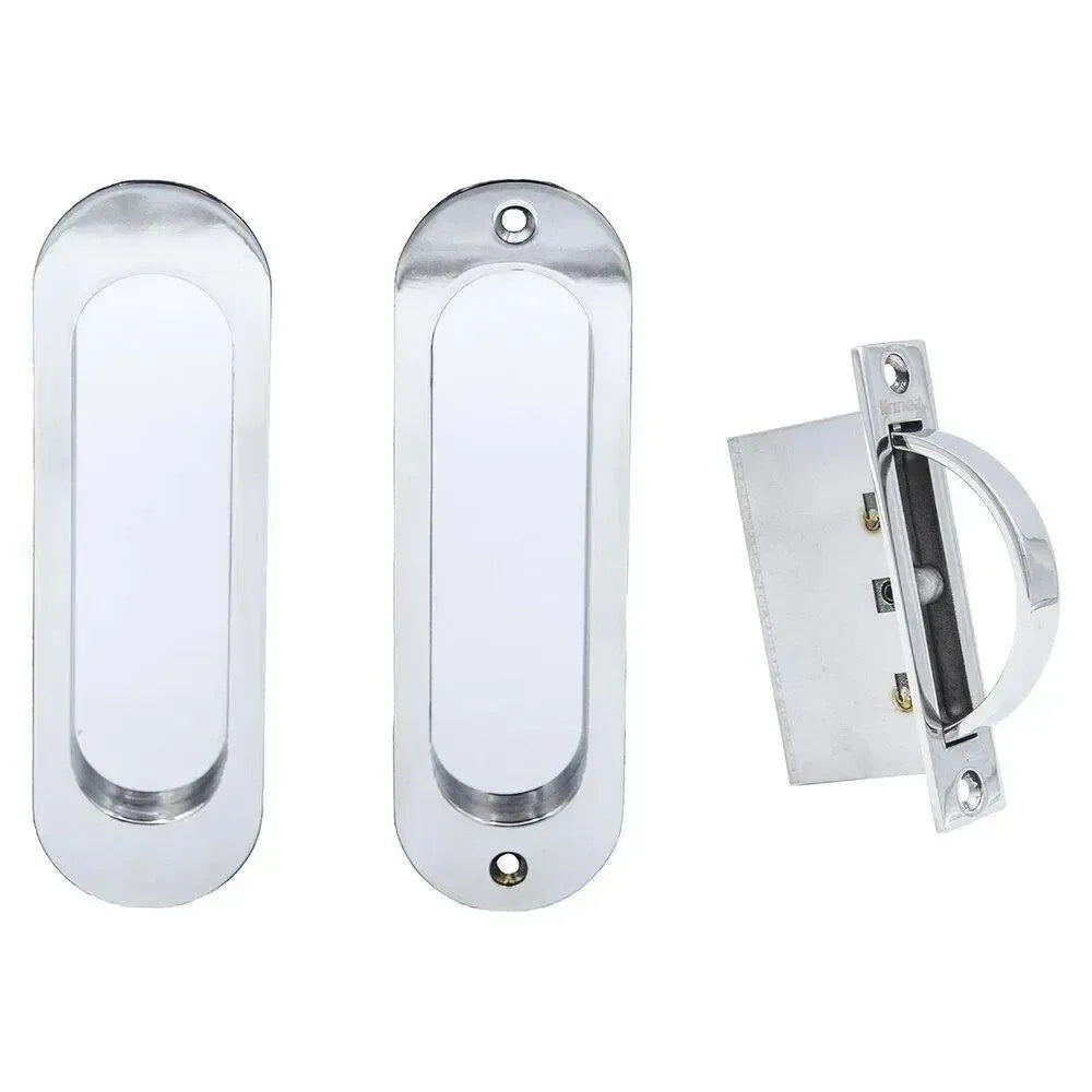 Linnea PL160R Round Full Dummy Pocket Door Pull | Stainless Steel in Polished Stainless Steel finish