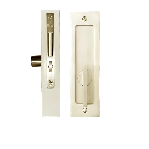 Linnea PL160S Square ADA Compliant Privacy Pocket Door Lock in Satin Brass finish