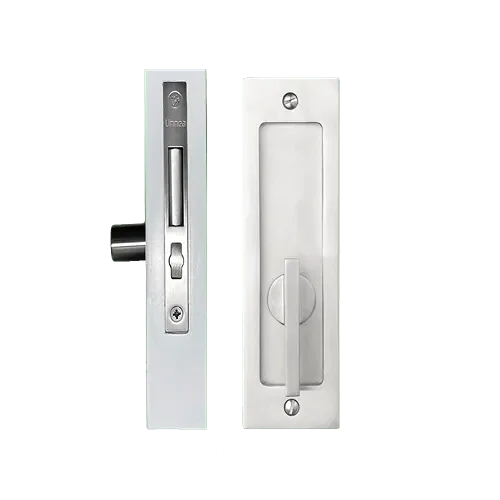 Linnea PL160S Square ADA Compliant Privacy Pocket Door Lock in Satin Stainless Steel finish