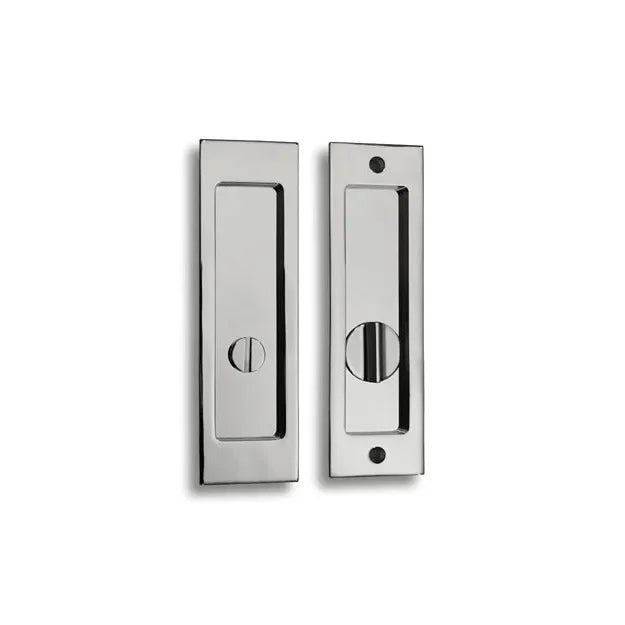 Linnea PL160S Square Privacy Pocket Door Lock with Straight Pull in Polished Stainless Steel finish