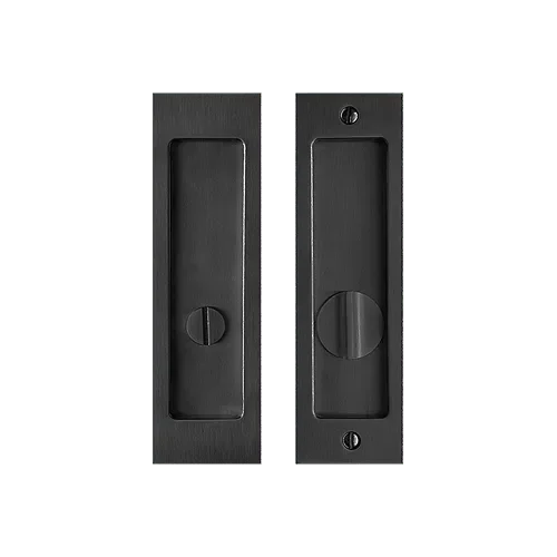 Linnea PL160S Square Privacy Pocket Door Lock with Straight Pull in Satin Black finish