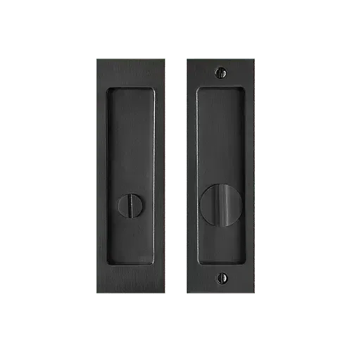 Linnea PL160S Square Privacy Pocket Door Lock with Straight Pull in Satin Black finish