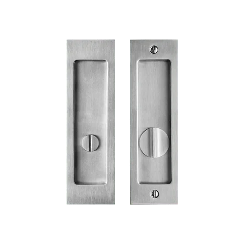 Linnea PL160S Square Privacy Pocket Door Lock with Straight Pull in Satin Stainless Steel finish