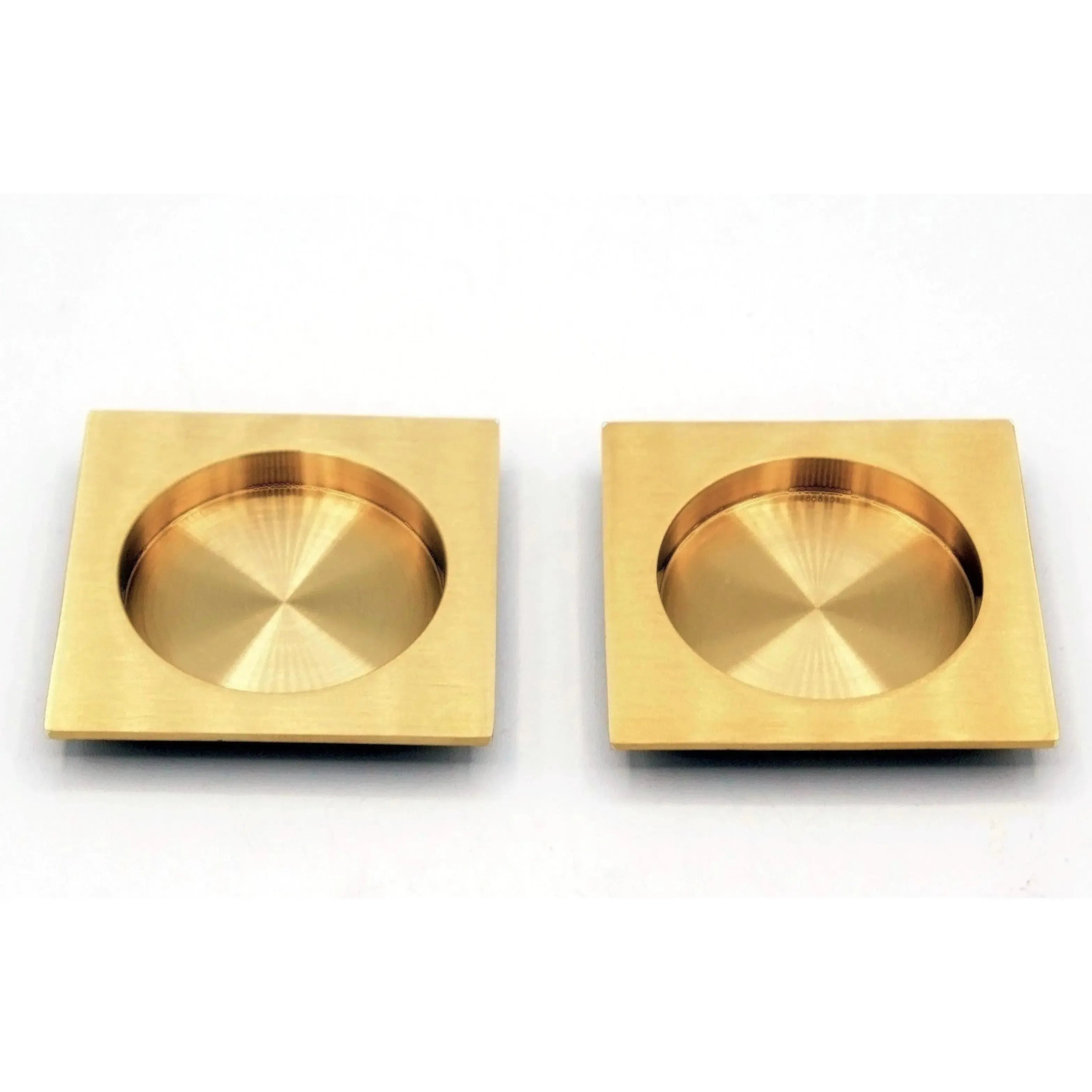 Linnea PL66S Square Full Dummy Pocket Door Hardware in Satin Brass finish