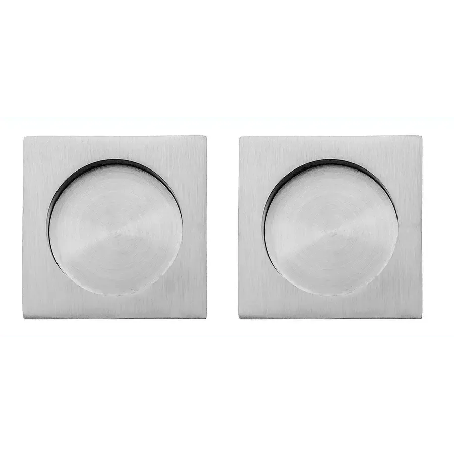 Linnea PL66S Square Full Dummy Pocket Door Hardware in Satin Stainless Steel finish