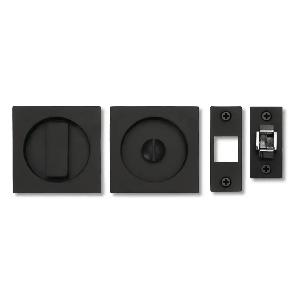 Linnea PL66S Square Privacy Pocket Door Lock in Satin Black finish