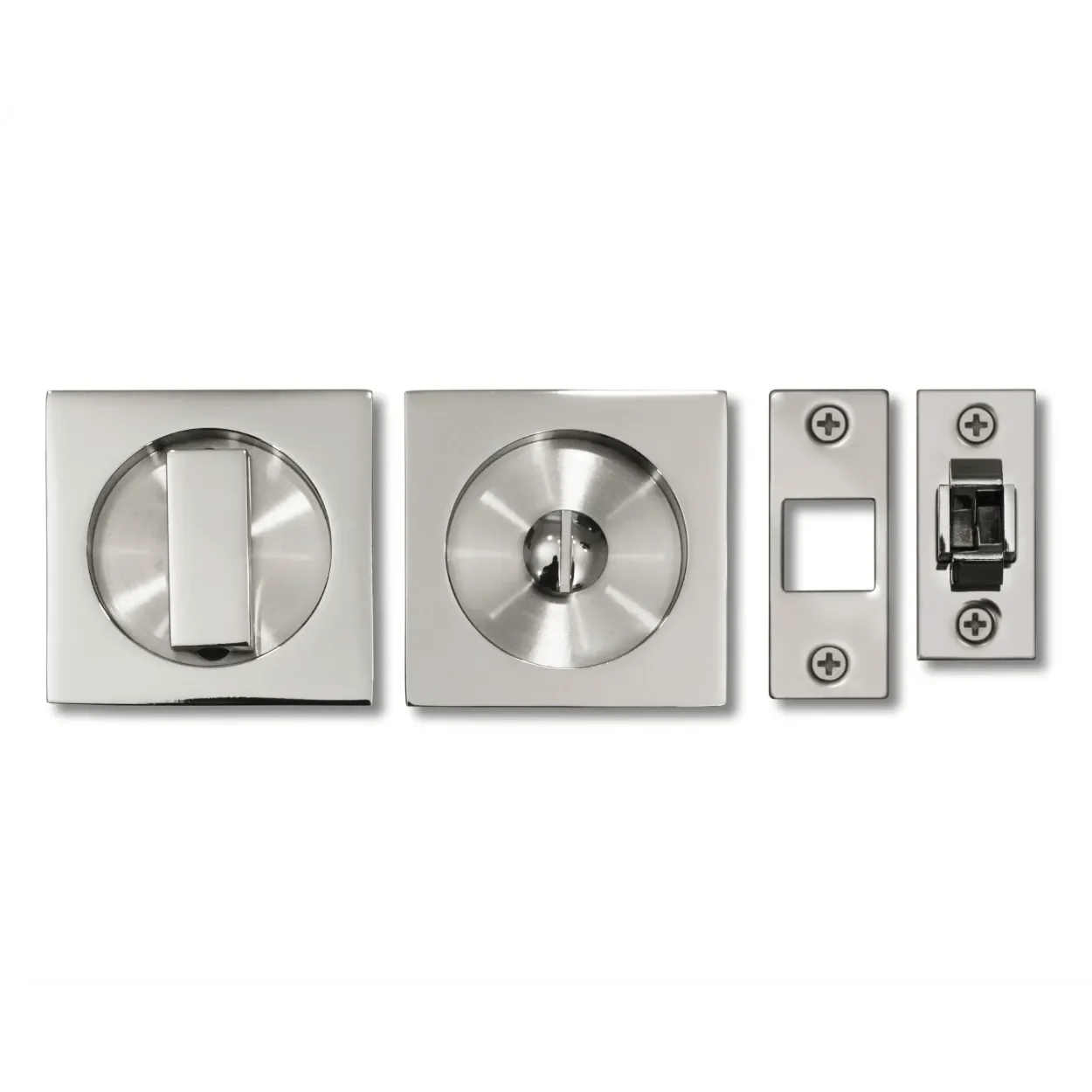 Linnea PL66S Square Privacy Pocket Door Lock in Satin Stainless Steel finish