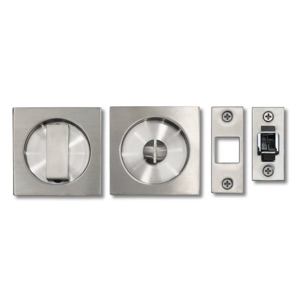 Linnea PL66S Square Privacy Pocket Door Lock in Polished Stainless Steel finish