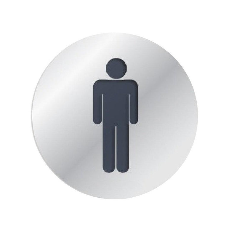 Linnea Round Male Restroom Sign in Polished Stainless Steel finish