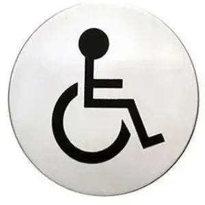 Linnea Round Unisex / ADA Restroom Sign in Polished Stainless Steel finish