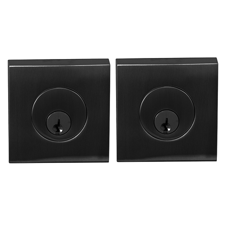Linnea DB63S Modern Keyed Entry Double Cylinder Deadbolt and Square Rose in Satin Black finish