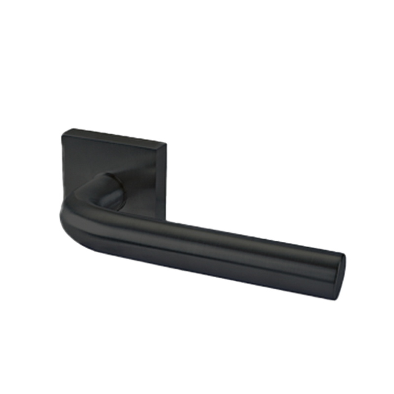 Linnea Passage Lever L03 with Square Rose and 2 3/4" Backset in Satin Black finish