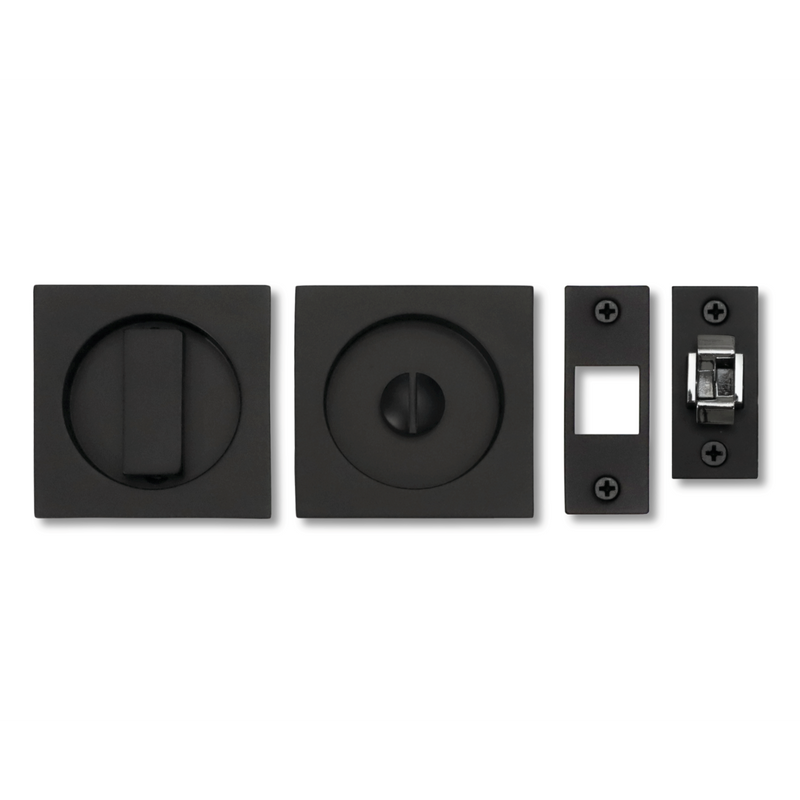 Linnea PL66S Square Privacy Pocket Door Lock in Satin Black finish