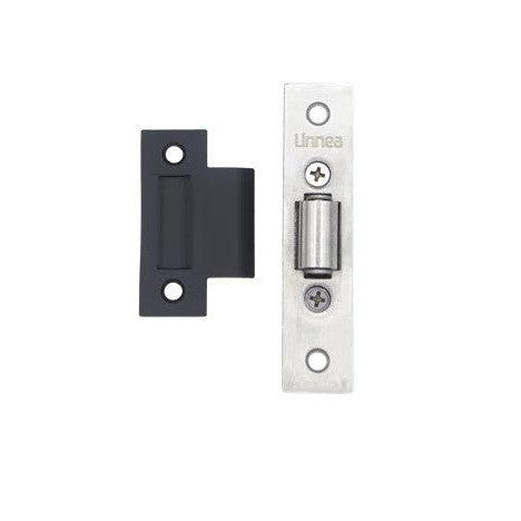 Linnea Solid Stainless Steel Pocket Door Roller Catch in Satin Black finish