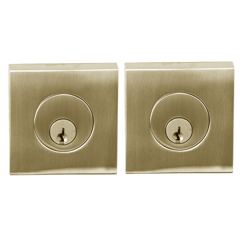 Linnea DB63S Modern Keyed Entry Double Cylinder Deadbolt and Square Rose in Satin Brass finish