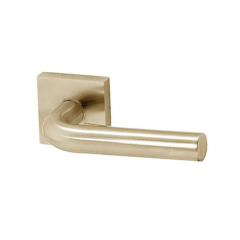 Linnea Passage Lever L03 with Square Rose and 2 3/4" Backset in Satin Brass finish