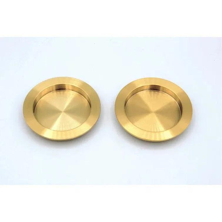 Linnea PL66R Round Full Dummy Pocket Door Hardware in Satin Brass finish
