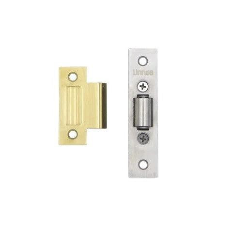 Linnea Solid Stainless Steel Pocket Door Roller Catch in Satin Brass finish