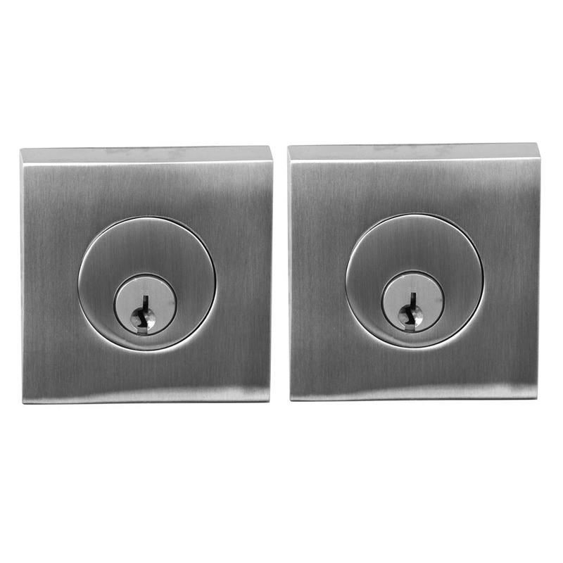 Linnea DB63S Modern Keyed Entry Double Cylinder Deadbolt and Square Rose in Satin Stainless Steel finish