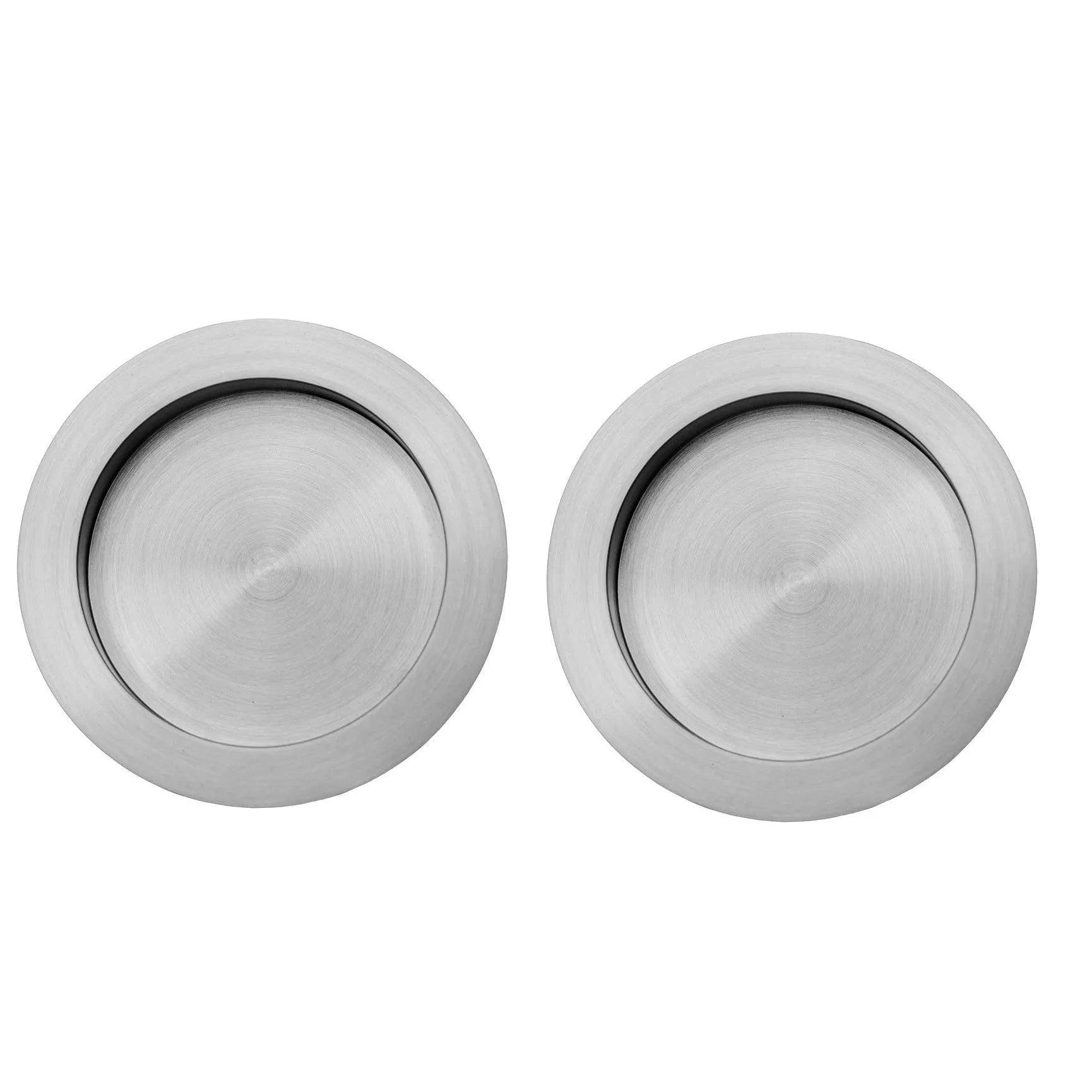 Linnea PL66R Round Full Dummy Pocket Door Hardware in Satin Stainless Steel finish