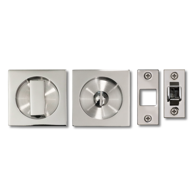 Linnea PL66S Square Privacy Pocket Door Lock in Satin Stainless Steel finish