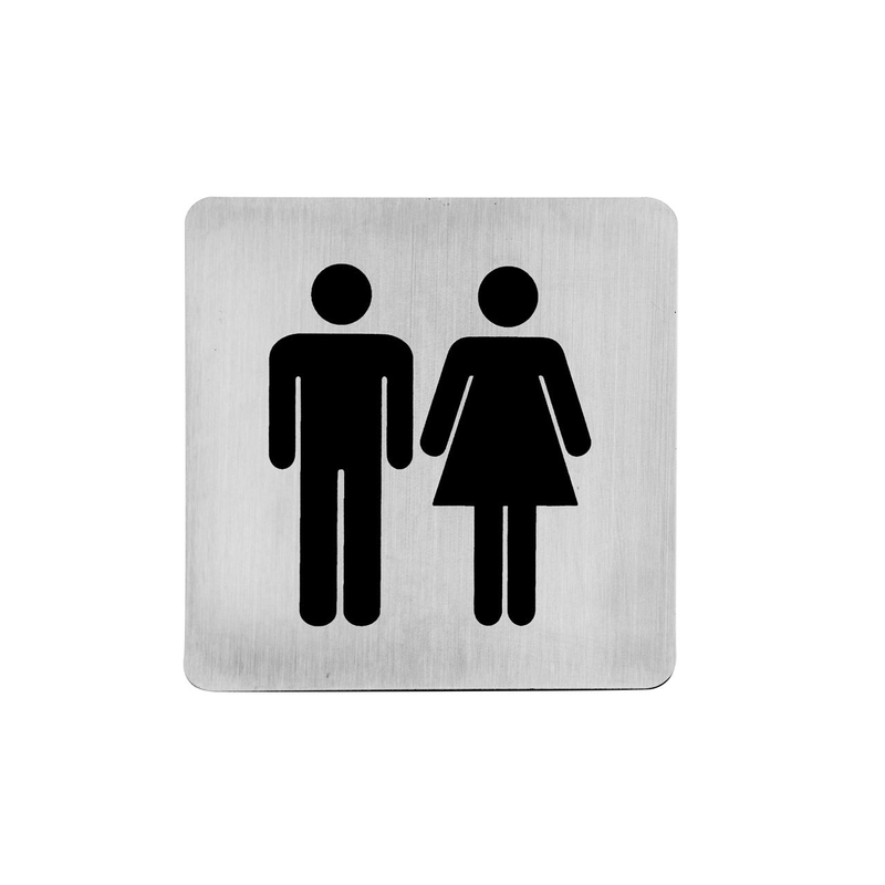 Linnea Square Unisex Restroom Sign in Satin Stainless Steel finish