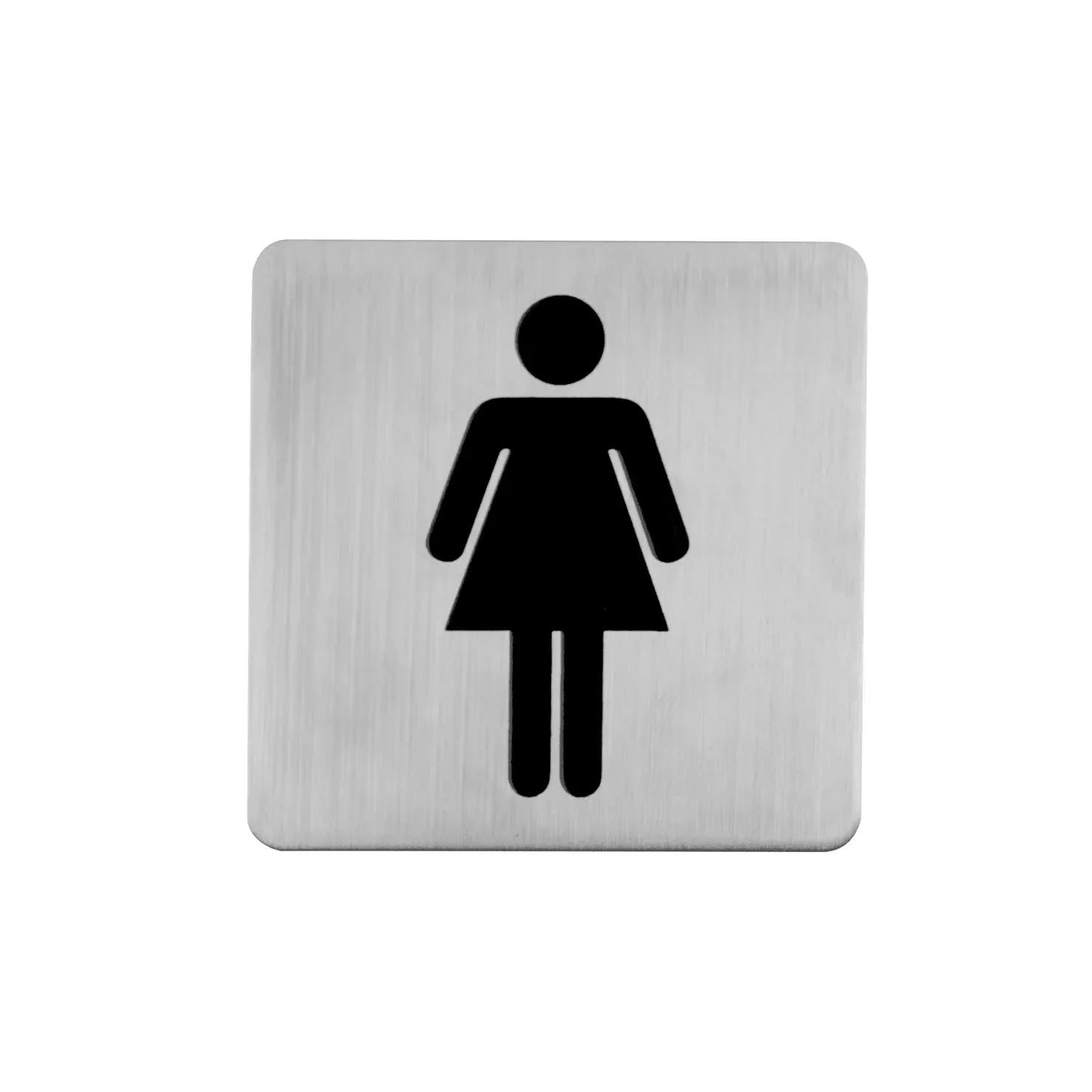 Linnea Square Female Restroom Sign in Satin Stainless Steel finish