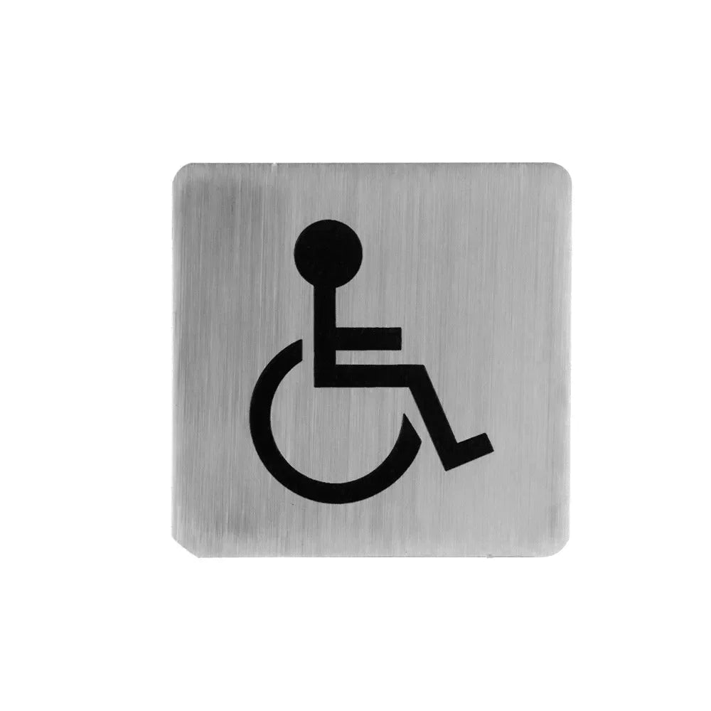 Linnea Square Unisex/ ADA Restroom Sign in Satin Stainless Steel finish
