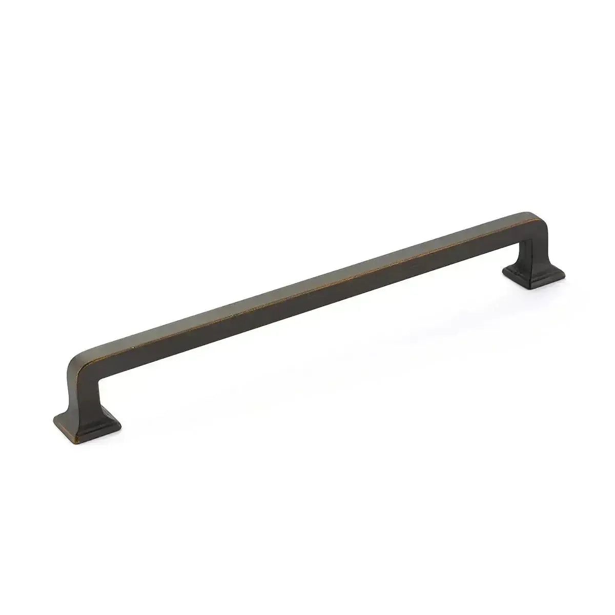 The Schaub Menlo Park Cabinet Pull in Ancient Bronze finish.
