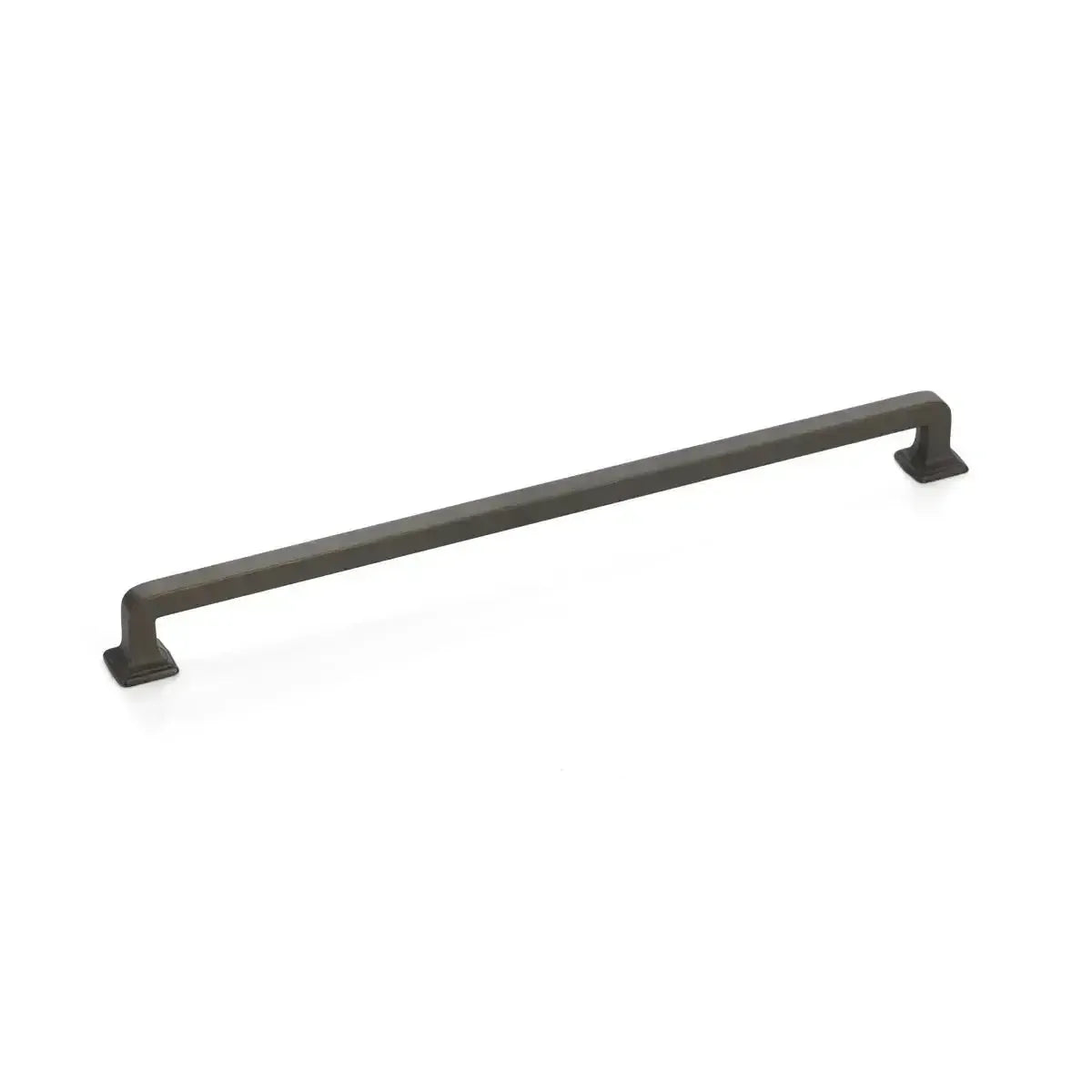 The Schaub Menlo Park Cabinet Pull in Ancient Bronze finish.