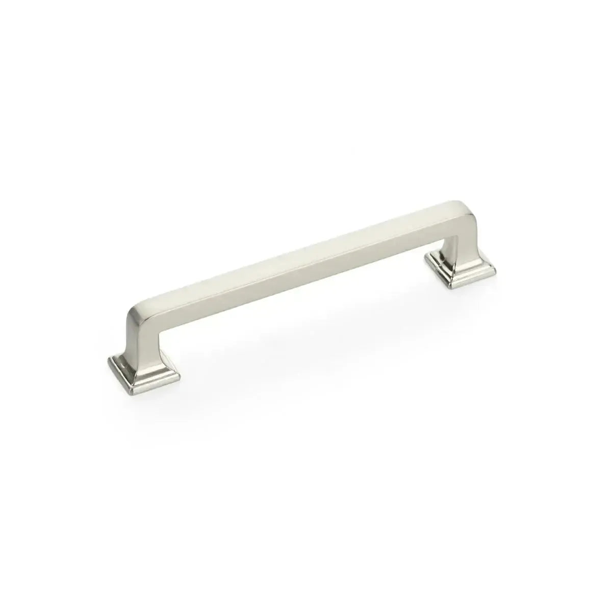 The Schaub Menlo Park Cabinet Pull in Brushed Nickel finish.