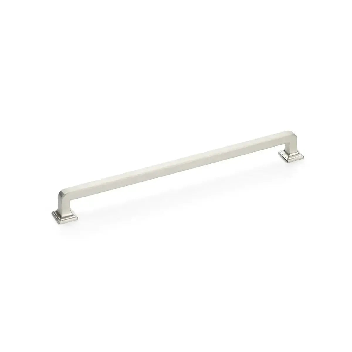 The Schaub Menlo Park Cabinet Pull in Brushed Nickel finish.