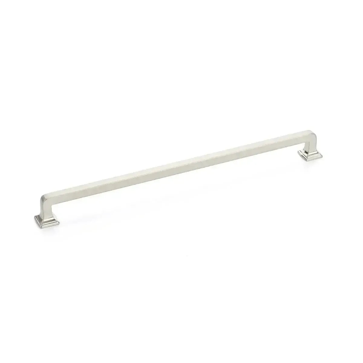 The Schaub Menlo Park Cabinet Pull in Brushed Nickel finish.