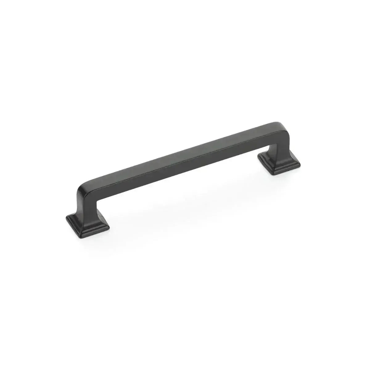 The Schaub Menlo Park Cabinet Pull in Matte Black finish.
