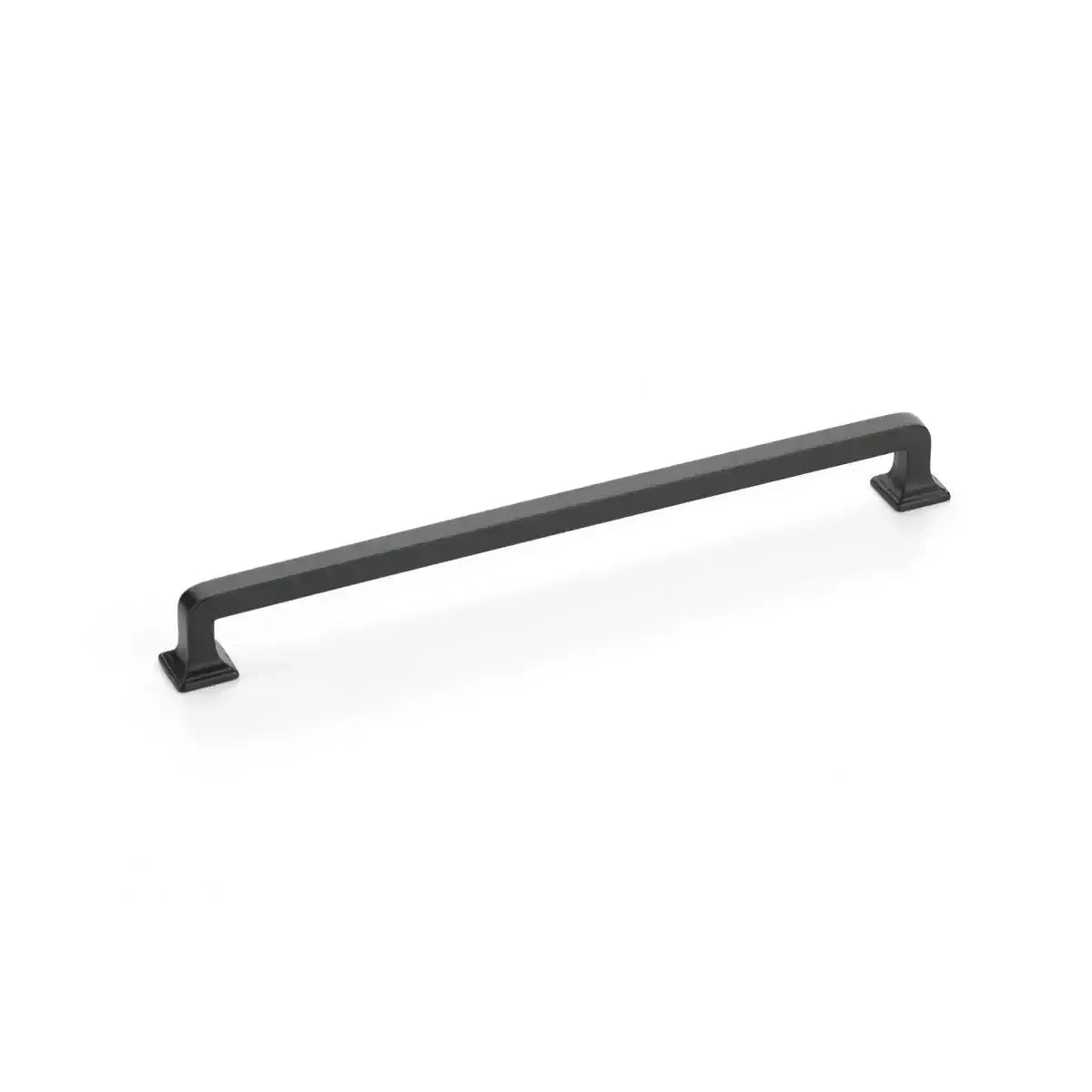 The Schaub Menlo Park Cabinet Pull in Matte Black finish.