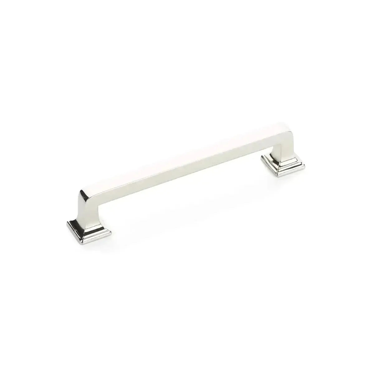 The Schaub Menlo Park Cabinet Pull in Polished Nickel finish.