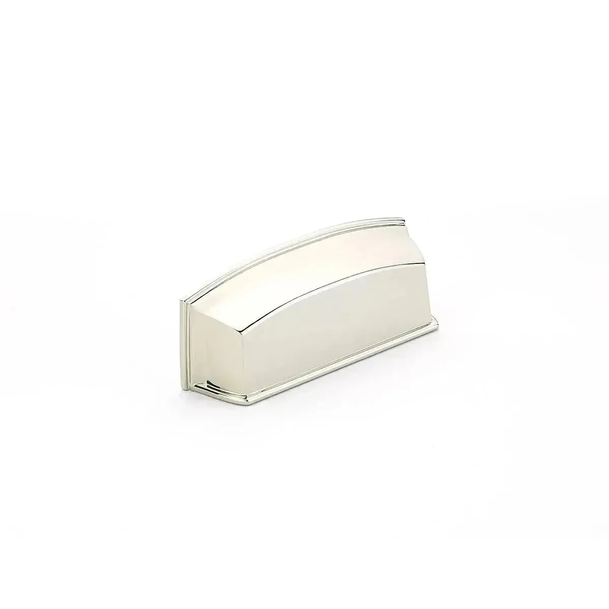 The Schaub Menlo Park Cup Pull in Polished Nickel finish.