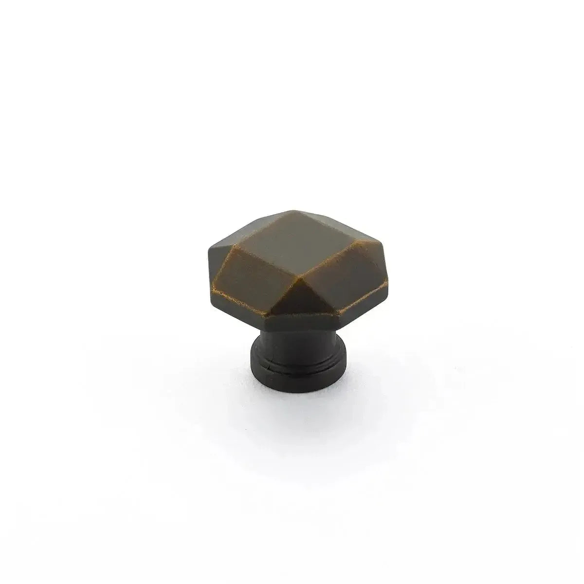 The Schaub Menlo Park Faceted Cabinet Knob in Ancient Bronze finish.