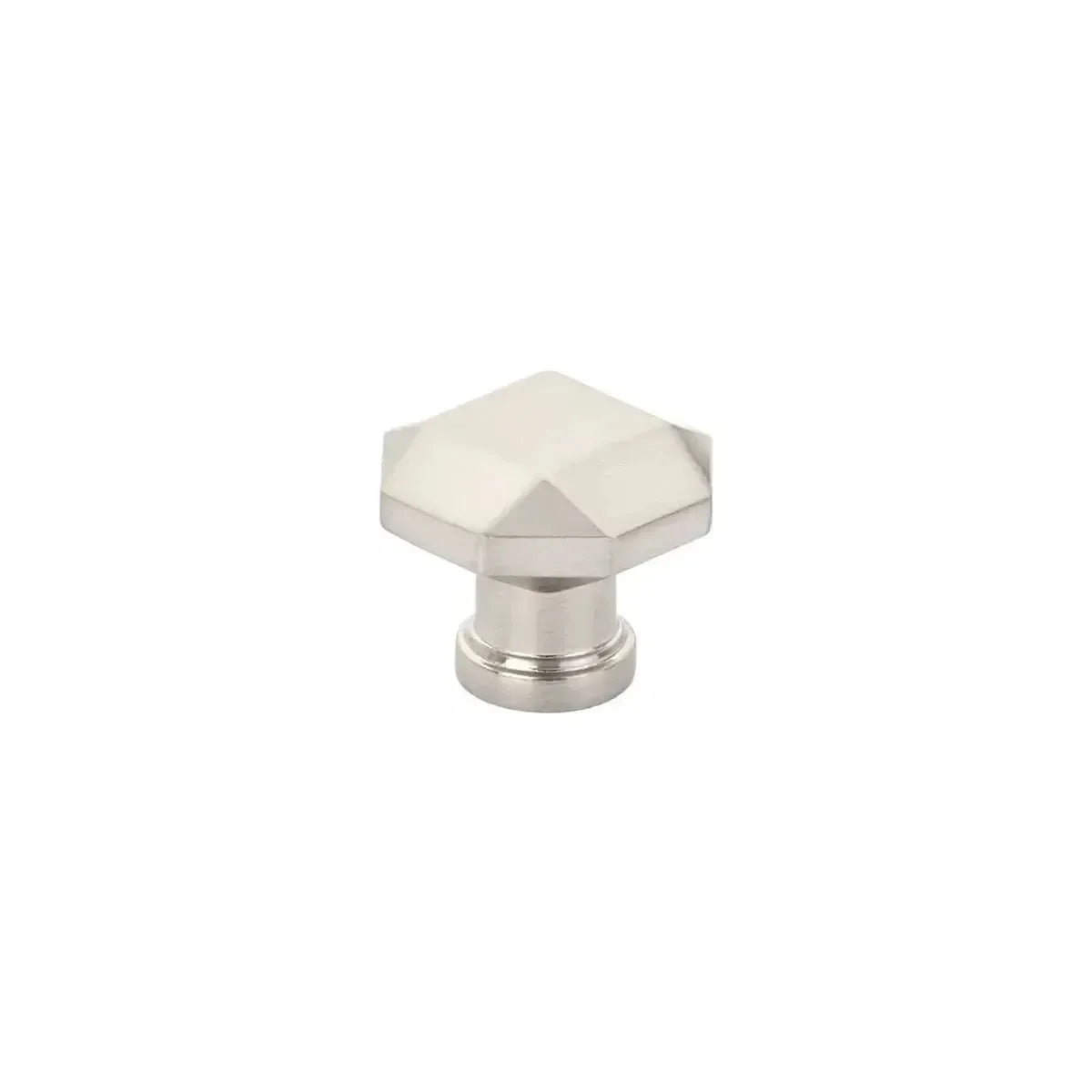 The Schaub Menlo Park Faceted Cabinet Knob in Brushed Nickel finish.