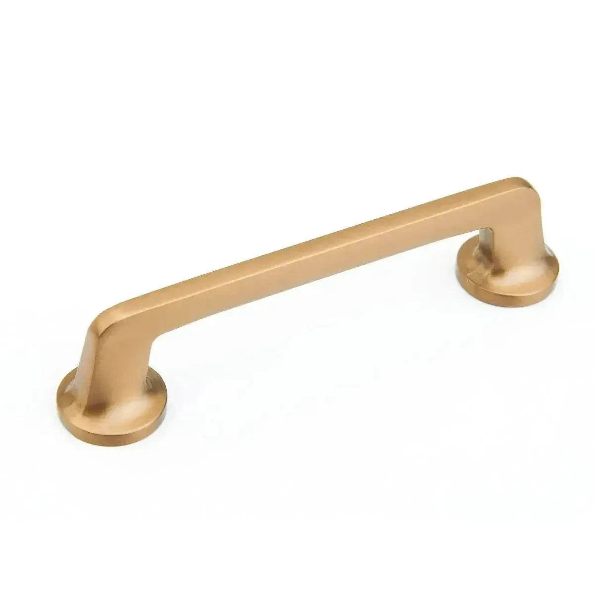 The Schaub Northport Pull with Round Bases in Brushed Bronze finish.