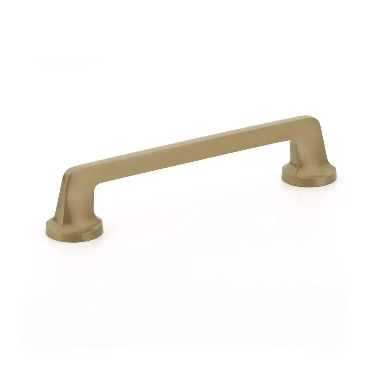 The Schaub Northport Pull with Round Bases in Brushed Bronze finish.